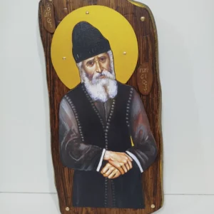 Μεγάλες χειροποίητες βυζαντινές εικόνες σε μασίφ ξύλο με φυσικό ακανόνιστο σχήμα, διάσταση 60x30 εκατοστά.