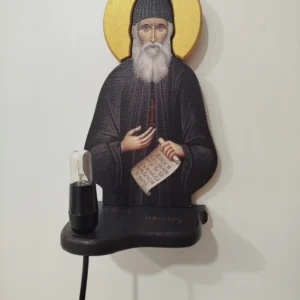 Χειροποίητη εικόνα Αγίου με ενσωματωμένο ηλεκτρικό λαμπάκι νυκτός, ύψος 25 εκατοστά.