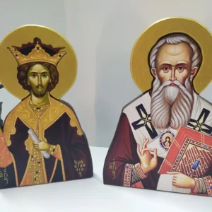 Χειροποίητες επιτραπέζια βυζαντινές εικόνες κοπτικές (περίγραμμα μορφής), ύψος 25 εκατοστά.