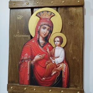 Χειροποίητες βυζαντινές εικόνες σε ξύλινη σύνθεση στυλ παραδοσιακής τάβλας, μέγεθος 15x30 εκατοστά.